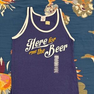 NWT Sm Charlie Hustle Boulevard Brewing KC Blue White Tank Top Here for the Beer